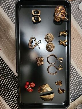 Vintage Gold Tone Mixed Earrings Set Clip Ons